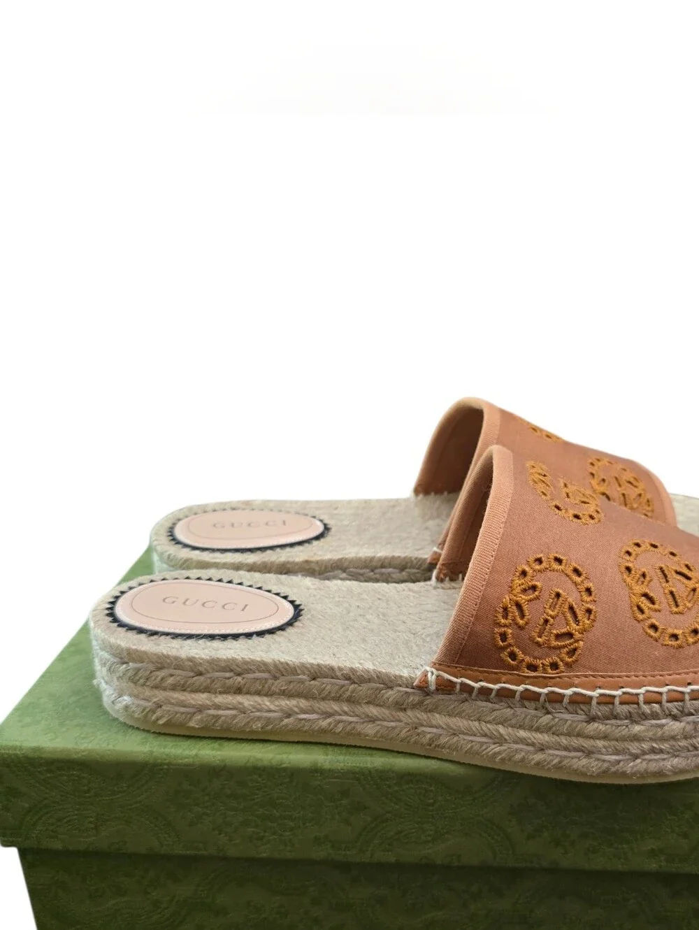 Gucci Embroidered Espadrille Platform Slides